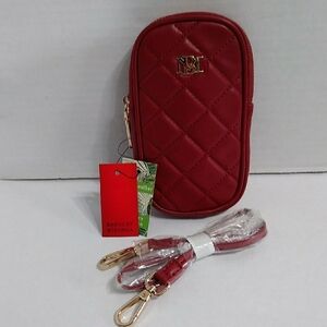 Badgley Mischka Burgundy Quilted Phone Case Crossbody Bag *NWT*
